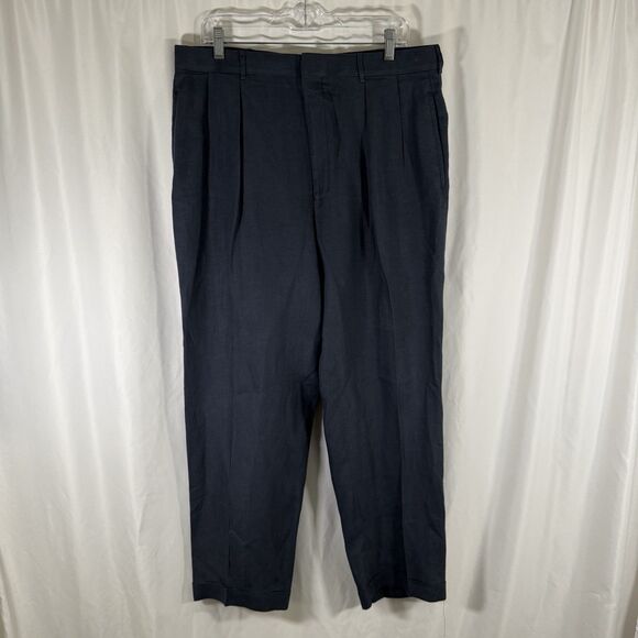 Polo by Ralph Lauren 100% Flax Pants 36 Blue Pleated Blue Label Linen Made Italy - Picture 1 of 11